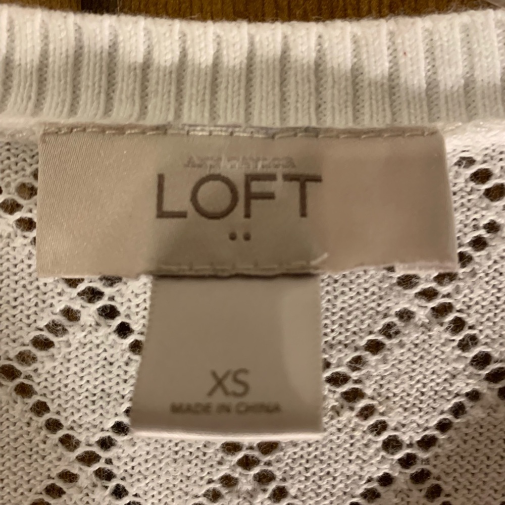 Ann Taylor Loft Sweater White Button Up - Picture 3 of 4